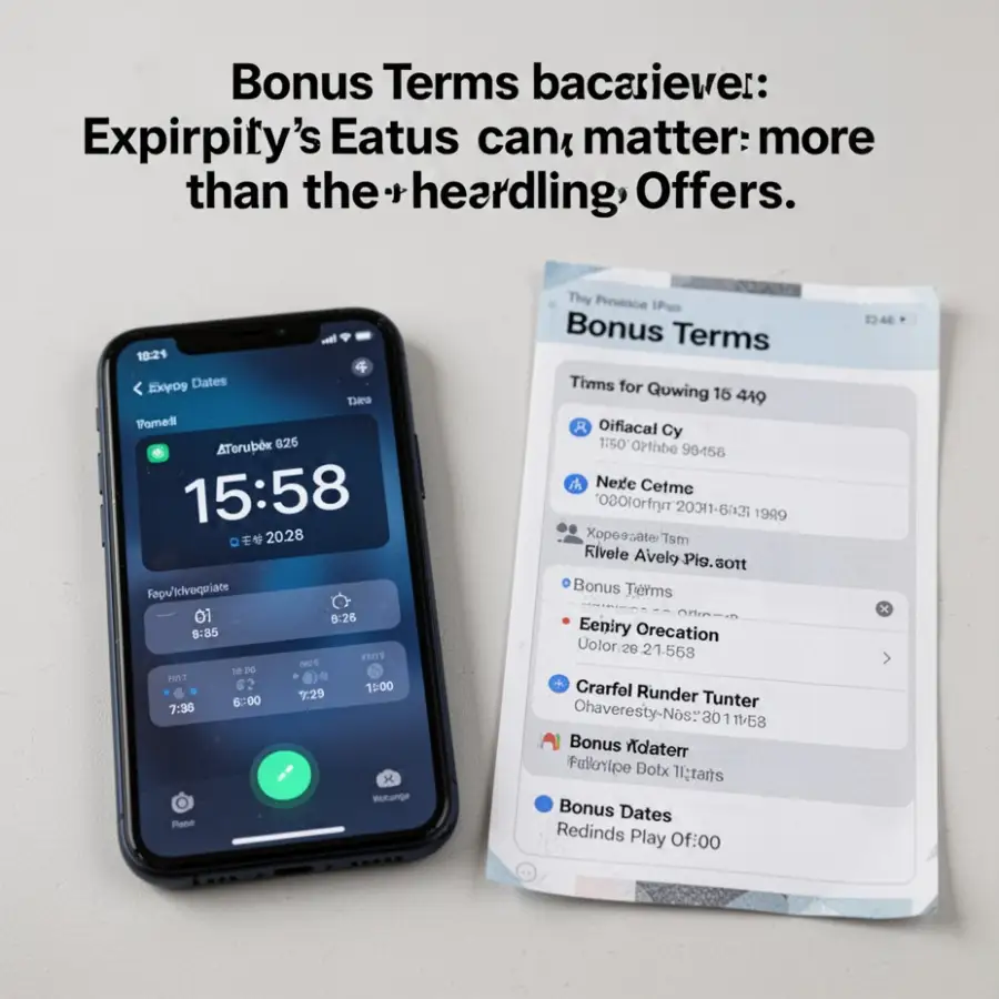 A phone timer sits next to bonus terms because expiry dates can matter more than the headline offer.